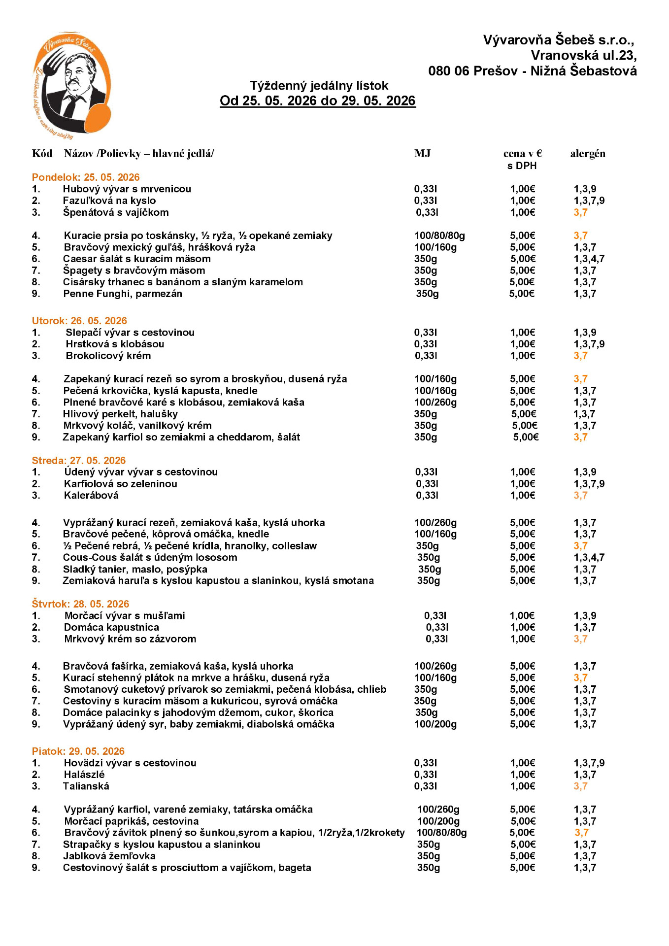 Denné menu