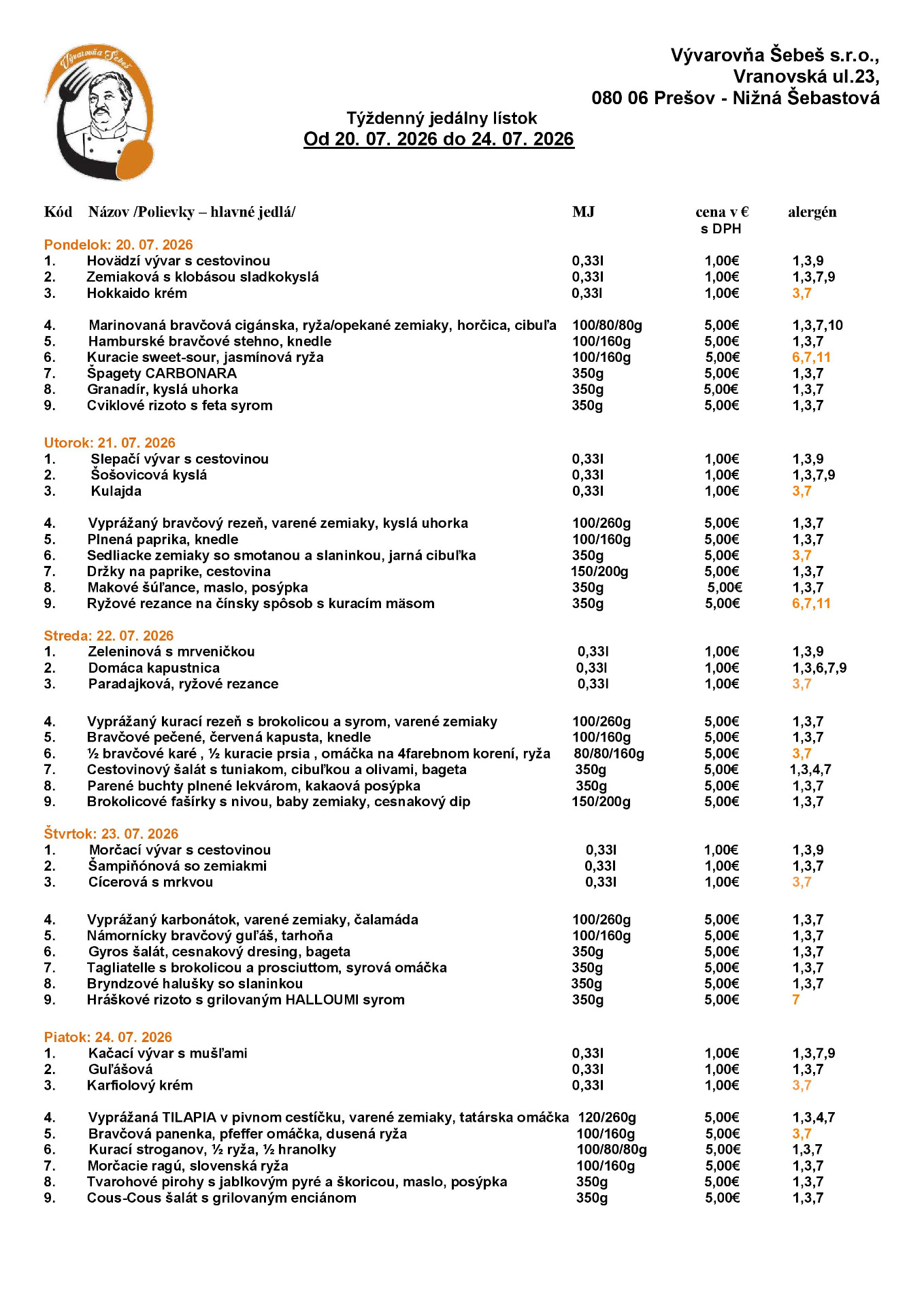 Denné menu