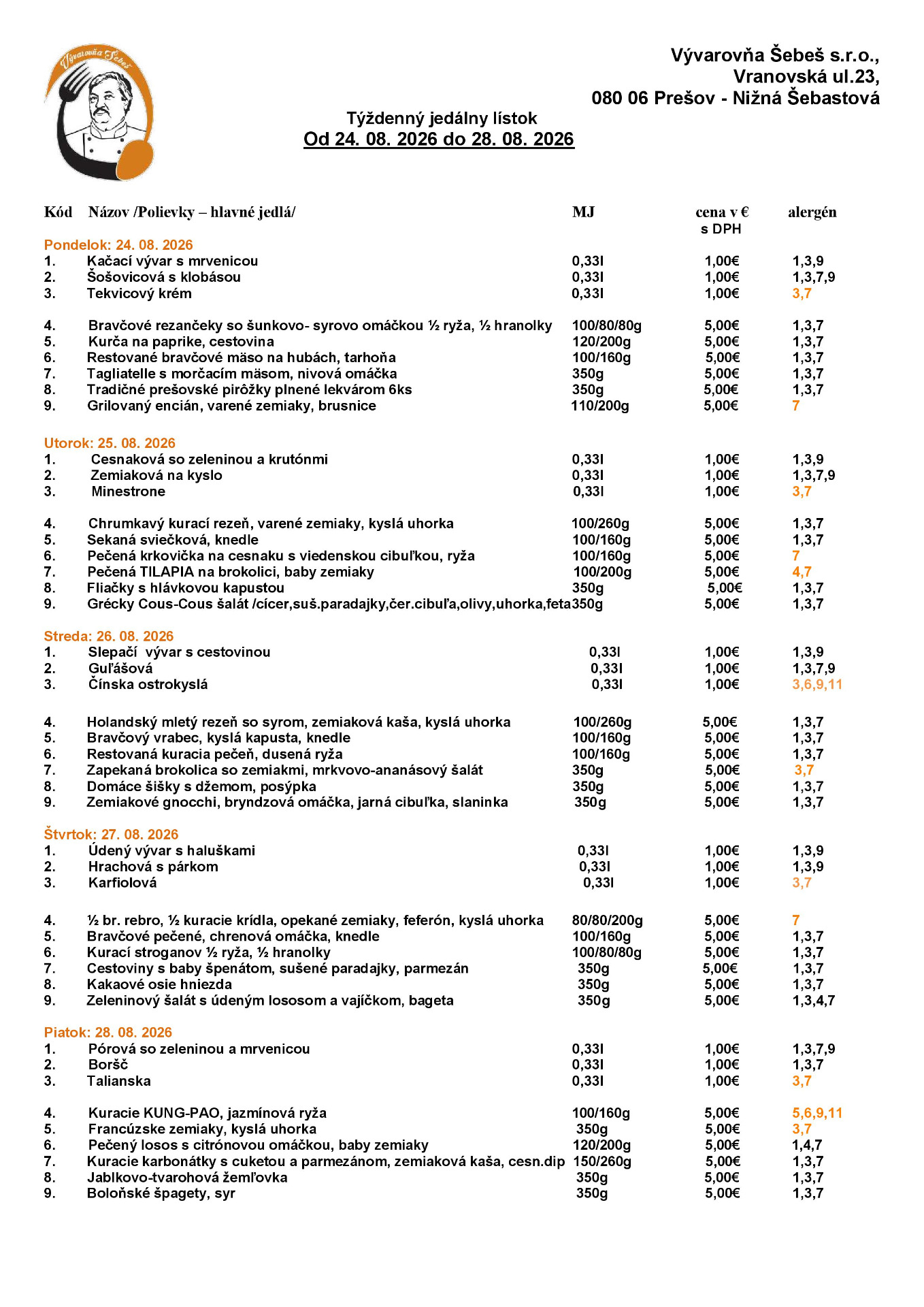 Denné menu