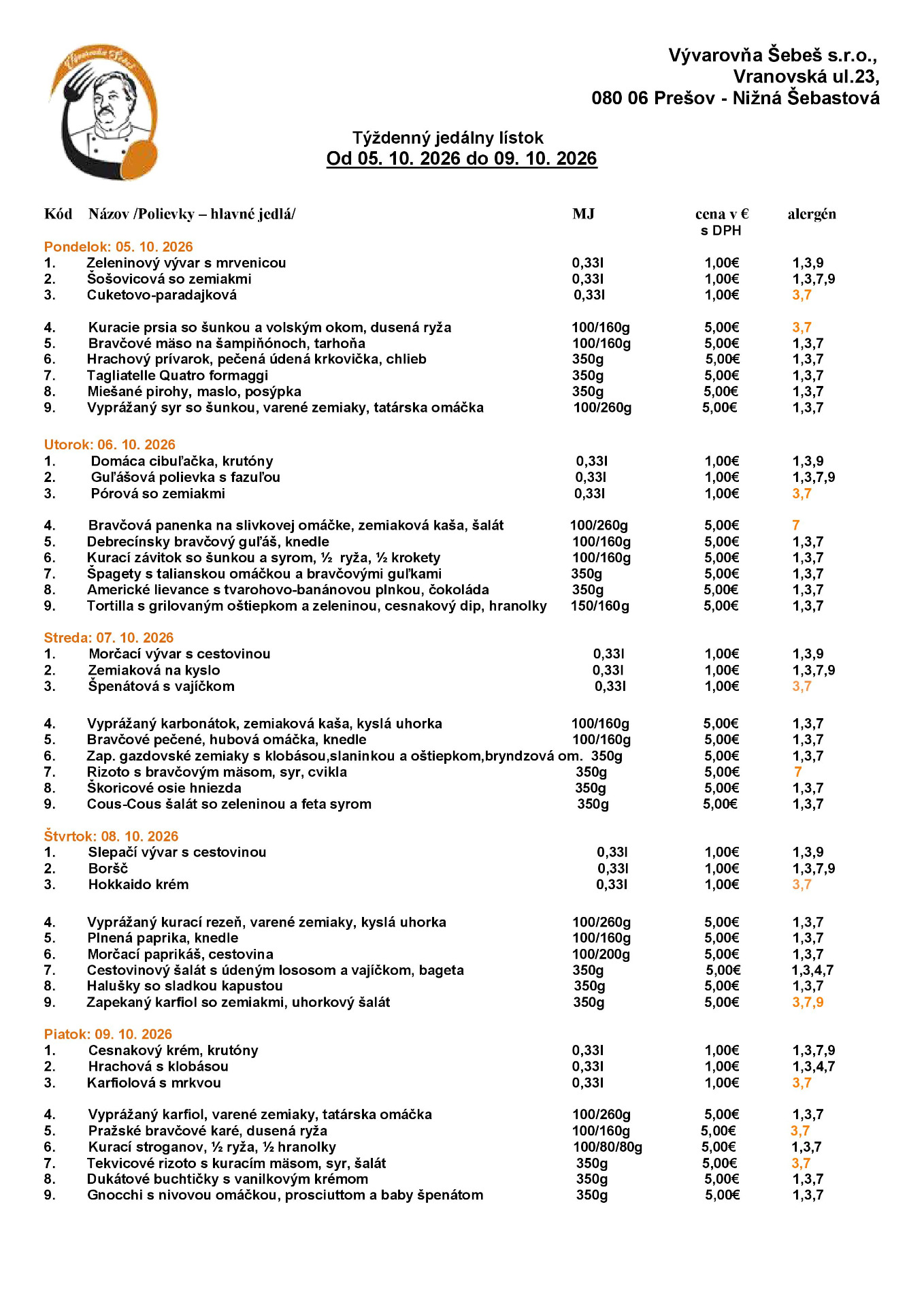 Denné menu