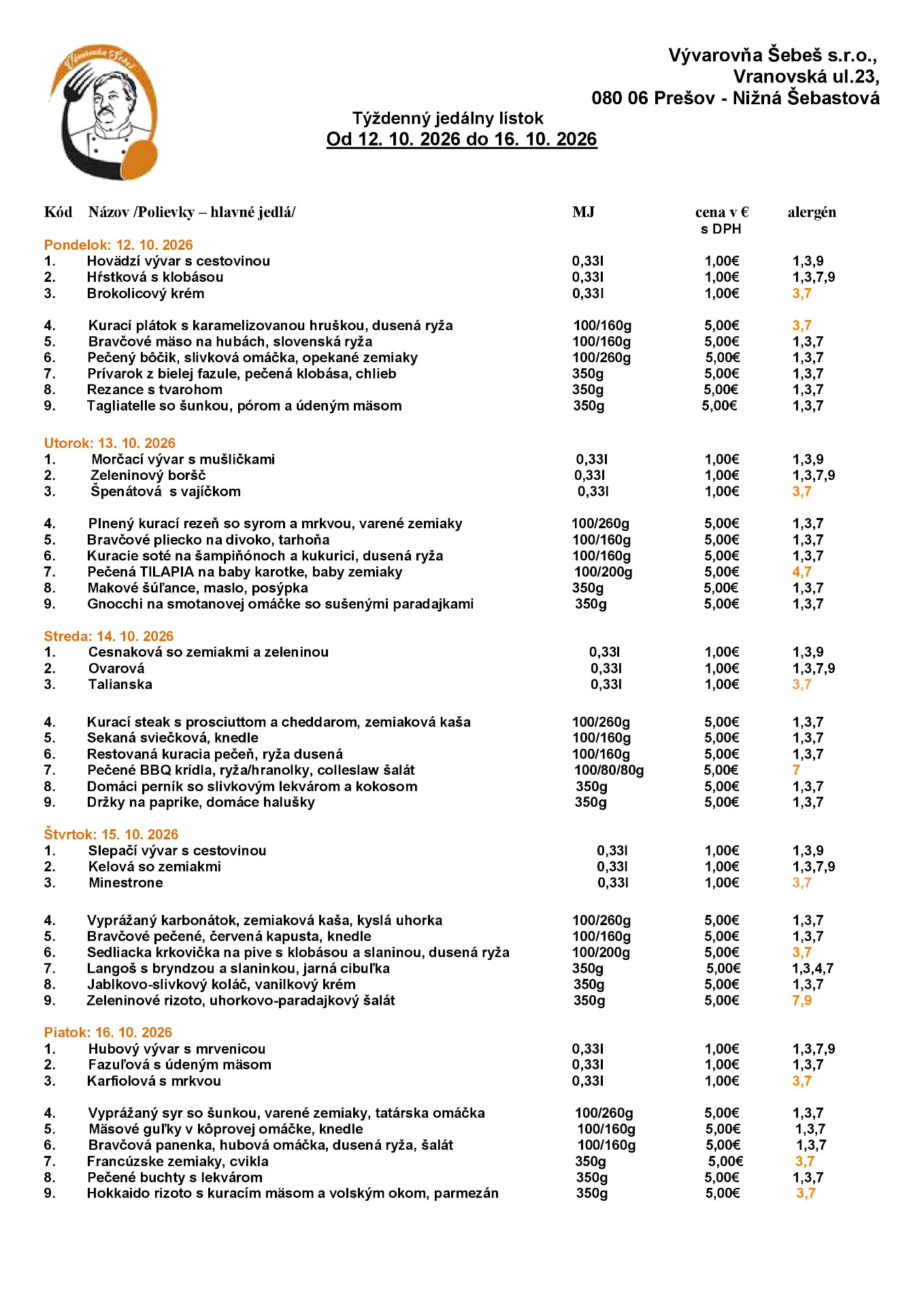 Denné menu